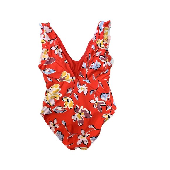 Catalina Other - CATALINA Red Floral Print V-Neck Flattering One Piece Bathing Suit-SIze 8-10